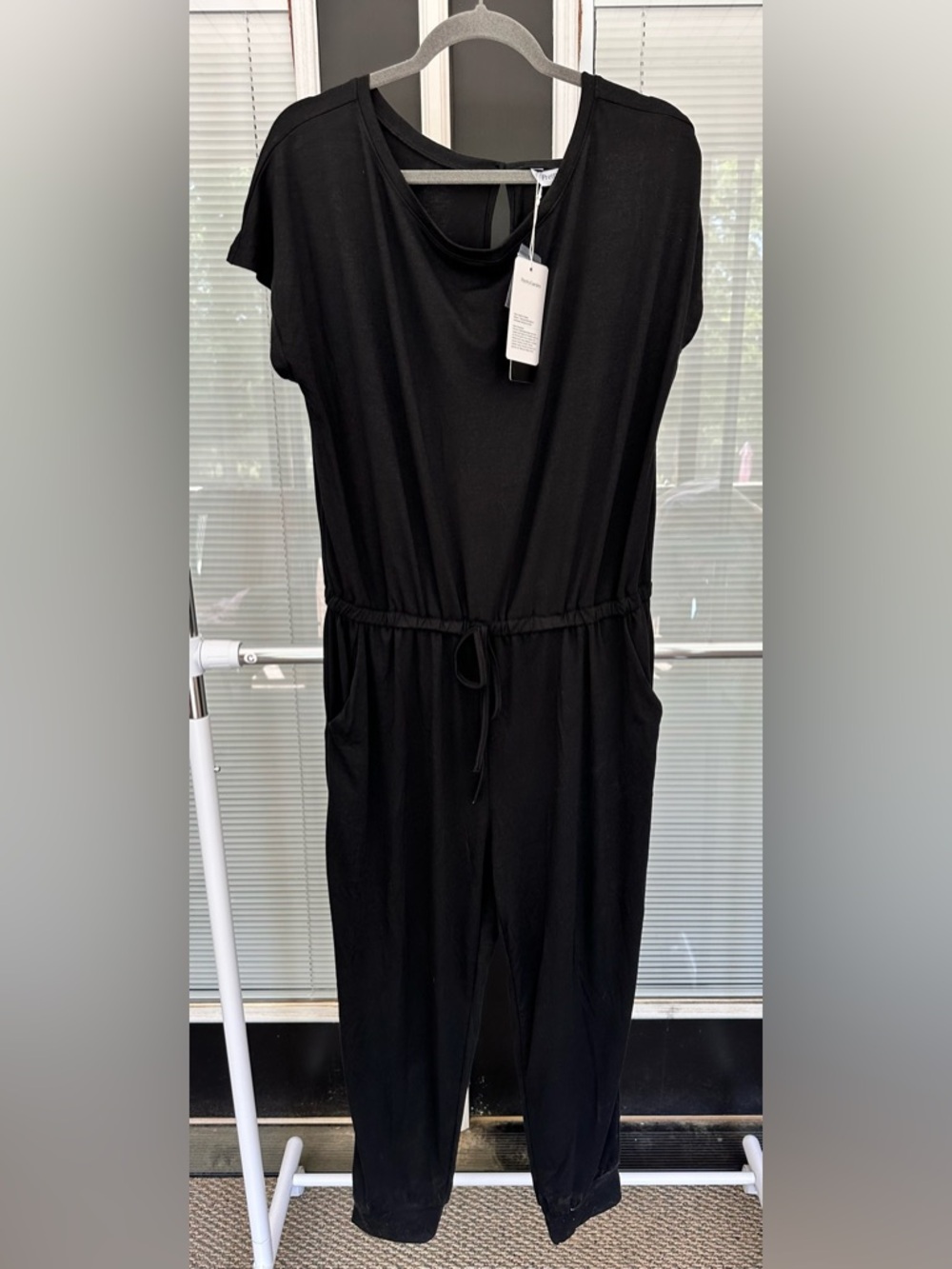 Size XL Pretty Garden black jumper with jogger cuffs at ankle. NWT!